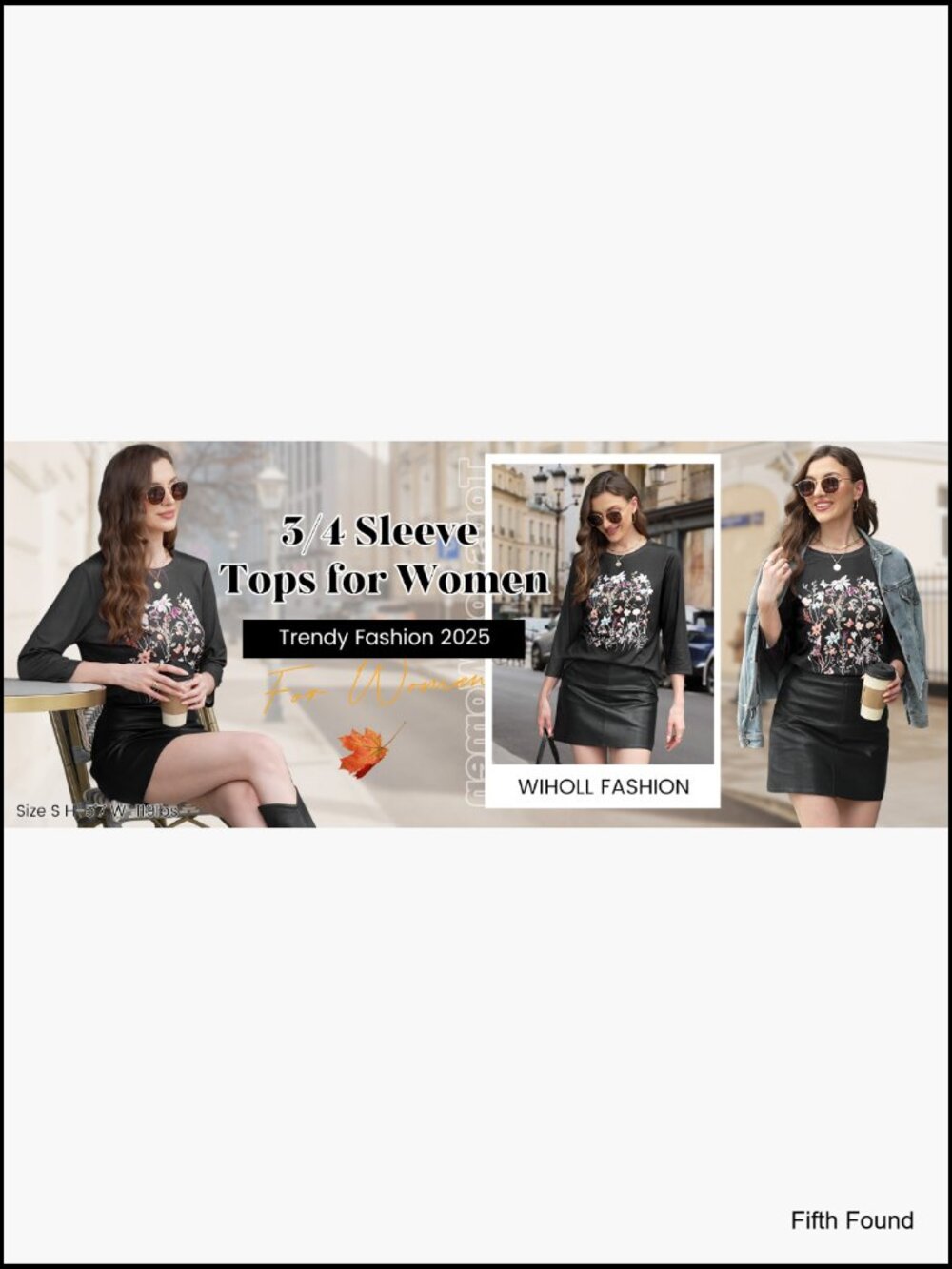 3/4 Length Sleeve Graphic Tunic Tops Crewneck Casual Flowy Blouses - Picture 6 of 7